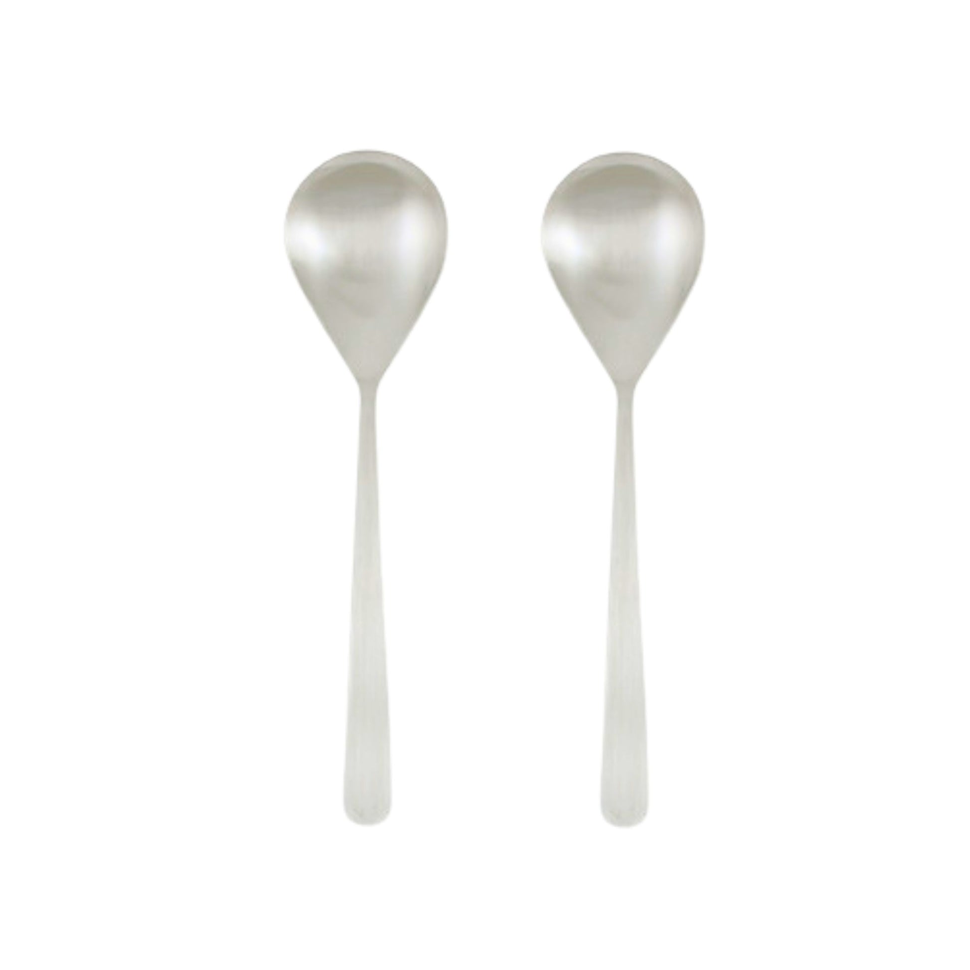 Oslo Brushed Stainless Steel 2 Piece Serving Spoon Set Canvas Home $30-$50, 18/10 Stainless Steel, Brushed, Brushed Stainless, Gifts-50-&-Below, Host + Hostess, Matte Black, Oslo, Portugal, Serving, Serving Spoon, Serving Spoon Set, Stainless, Stainless Steel