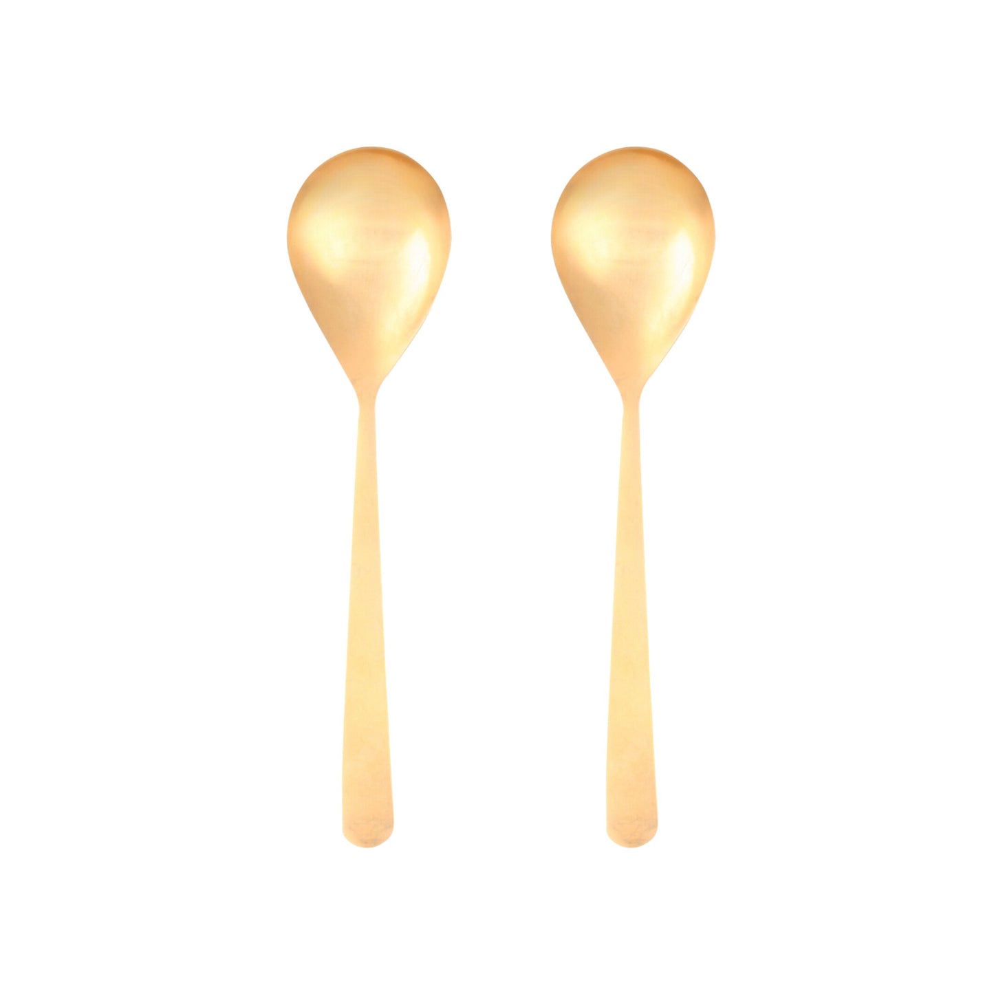 Oslo Matte Gold Stainless Steel Serving Spoon Set Canvas Home $30-$50, 18/10 Stainless Steel, Cutlery, Cutlery Sets, Gold, Matte, Matte Gold, Oslo, Portugal, Serving, Serving Spoon, Serving Spoon Set, Serving Utensils, Stainless Steel