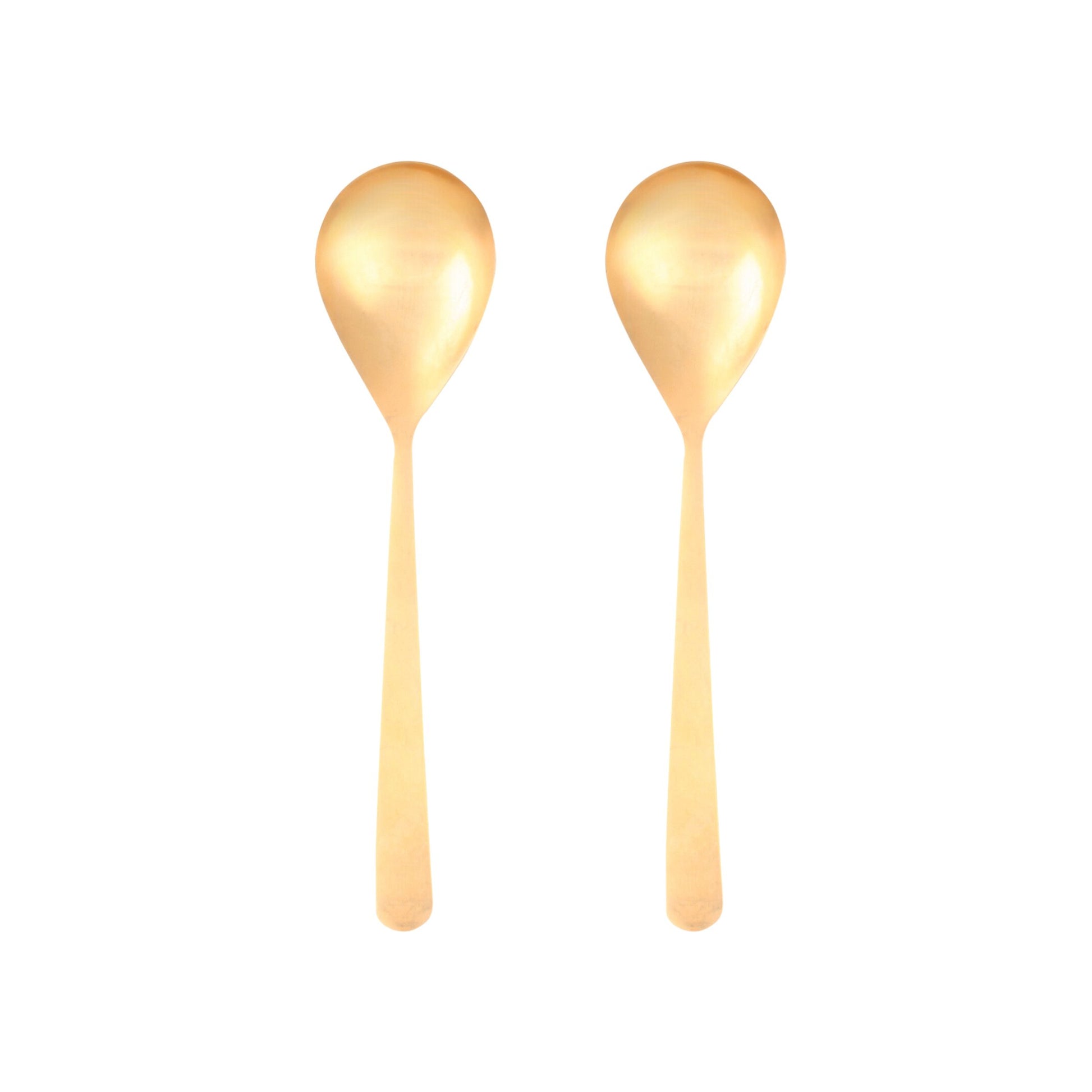 Oslo Matte Gold Stainless Steel Serving Spoon Set Canvas Home $30-$50, 18/10 Stainless Steel, Cutlery, Cutlery Sets, Gold, Matte, Matte Gold, Oslo, Portugal, Serving, Serving Spoon, Serving Spoon Set, Serving Utensils, Stainless Steel