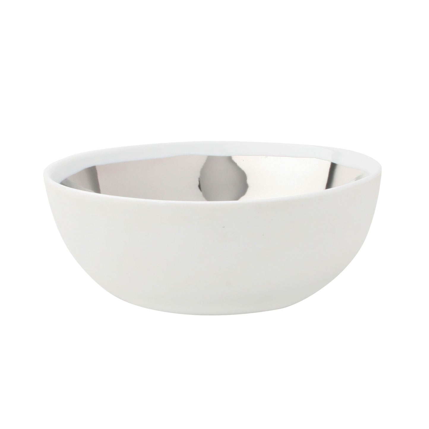 Dauville Platinum Metallic Porcelain Accented Bowls Canvas Home Accent Bowl, Accent Bowls, Appetizer Bowl, Bowls, Dauville, Dauville Collection, Jewelry Bowl, Jewelry Holder, Metallic Accent, Platinum, Platinum Metallic Accent, Porcelain, Serving Bowl, Serving Bowls, White, White & Platinum, White Porcelain