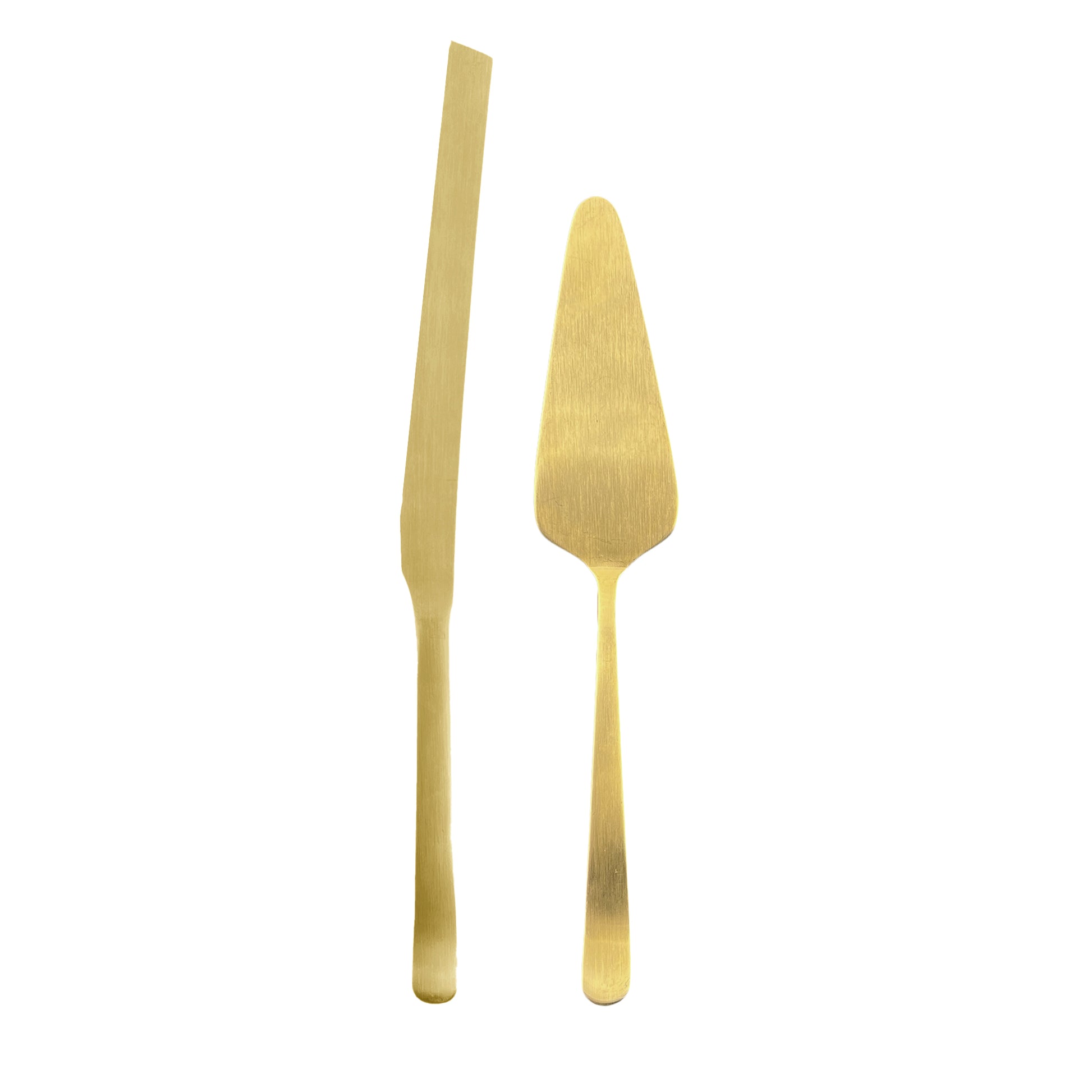 Oslo Matte Gold Stainless Steel 2 Piece Cake Service Set Canvas Home $50-$100, 18/10 Stainless Steel, Cake Server, Cake Serving, Cutlery, Cutlery Sets, Gold, Host + Hostess, Matte, Matte Gold, Oslo, Portugal, Serving Utensils, Stainless Steel