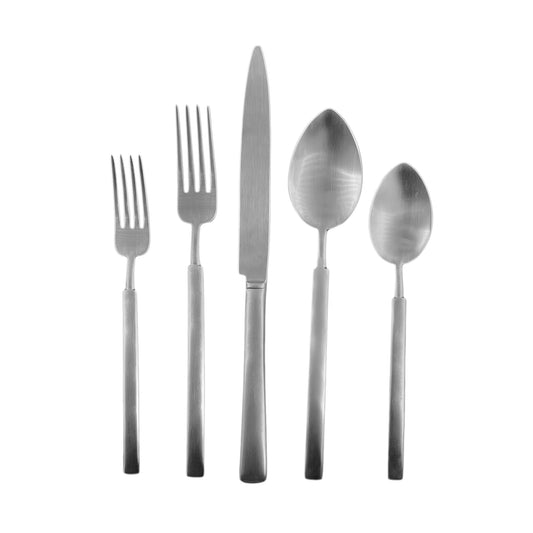 Hvar Brushed Stainless Steel 5 Piece Cutlery Set - Service for 1 Canvas Home $50-$100, 18/10 Stainless Steel, 5 Piece Flatware Set, 5 Piece Set, Brushed, Brushed Stainless, Cutlery, Cutlery Sets, Flatware, Flatware Set, Hvar, Portugal, Service For 1, Silver, Stainless, Stainless Steel