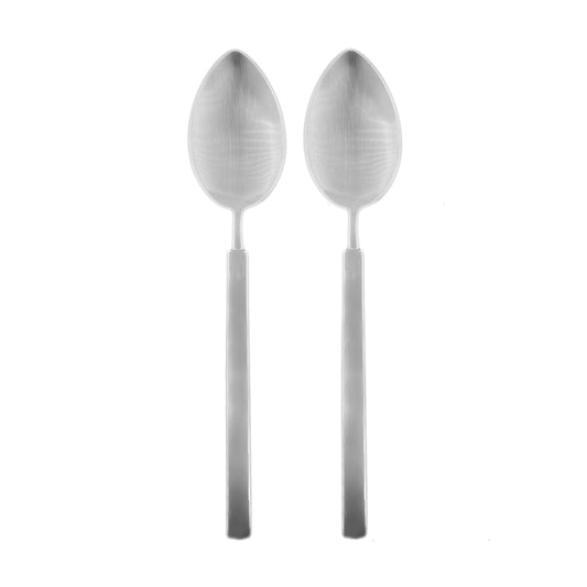 Hvar Brushed Stainless Steel 2 Piece Serving Spoon Set Canvas Home $50-$100, 18/10 Stainless Steel, Brushed, Brushed Stainless, Gifts-100-&-Below, Host + Hostess, Hvar, Portugal, Serving Spoon, Serving Spoon Set, Serving Utensils, Silver, Stainless, Stainless Steel