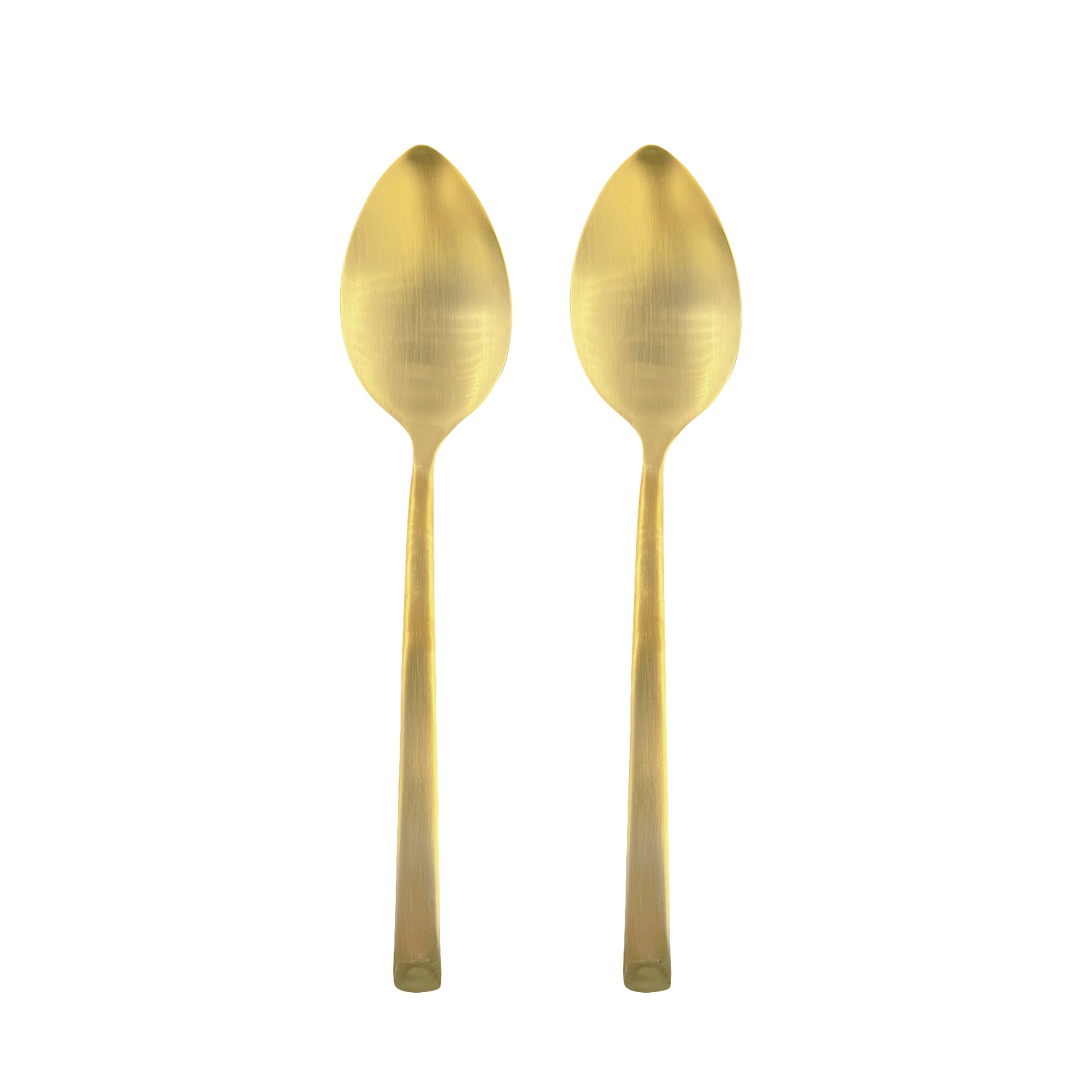 Ellsworth Matte Gold 2 Piece Serving Spoon Set Canvas Home $50-$100, 18/10 Stainless Steel, Ellsworth, Gifts-100-&-Below, Gold, Host + Hostess, Matte, Matte Gold, Portugal, Serving, Serving Spoon, Serving Spoon Set, Serving Utensils, Stainless Steel