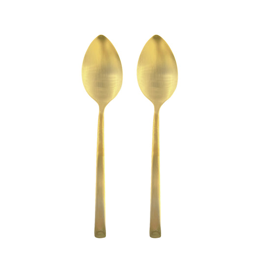 Ellsworth Matte Gold 2 Piece Serving Spoon Set Canvas Home $50-$100, 18/10 Stainless Steel, Ellsworth, Gifts-100-&-Below, Gold, Host + Hostess, Matte, Matte Gold, Portugal, Serving, Serving Spoon, Serving Spoon Set, Serving Utensils, Stainless Steel