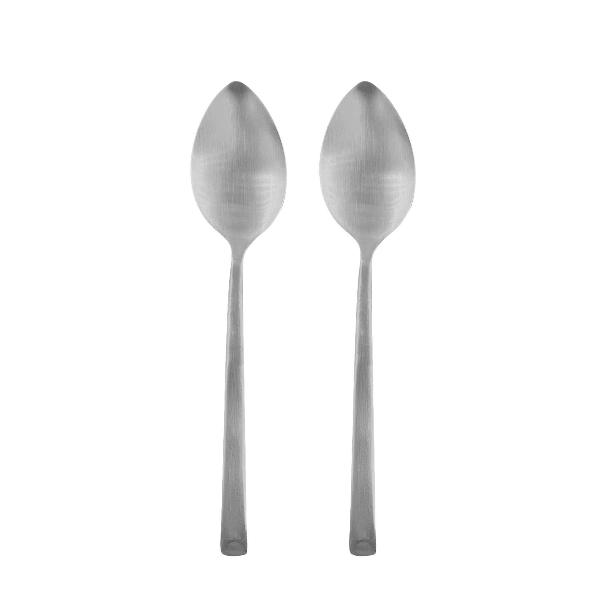 Ellsworth Brushed Stainless Steel 2 Piece Serving Spoon Set Canvas Home $30-$50, 18/10 Stainless Steel, Brushed, Brushed Stainless, Ellsworth, Gifts-50-&-Below, Host + Hostess, Portugal, Serving, Serving Spoon, Serving Spoon Set, Serving Utensils, Silver, Stainless, Stainless Steel