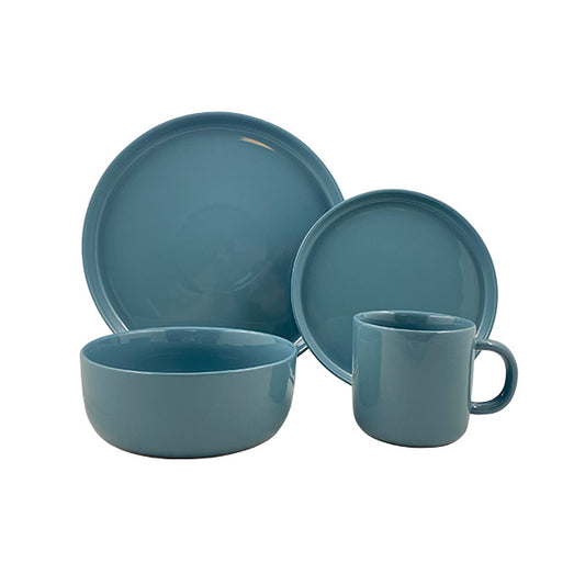 Reims Atlantic Stoneware 4 Piece Dinnerware Set, Service For 1 Canvas Home Blue, canvas home, contemporary dinnerware, dinner party, dinnerware, dinnerware sets, dish sets, family, Large, modern dinnerware, Place Setting, Plates, reims, simple dinnerware, tabletop, tableware