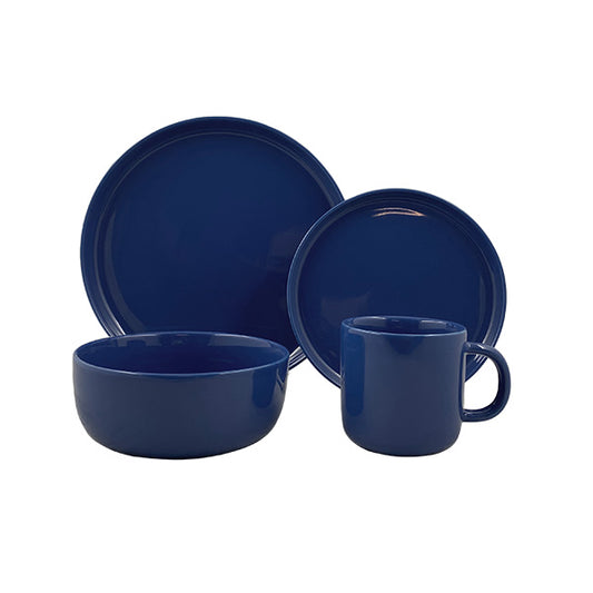 Reims Mediterranean Stoneware 4 Piece Dinnerware Set, Service For 1 Canvas Home Blue, canvas home, contemporary dinnerware, dinner party, dinnerware, dinnerware sets, dish sets, family, Large, modern dinnerware, Place Setting, Plates, reims, simple dinnerware, tabletop, tableware