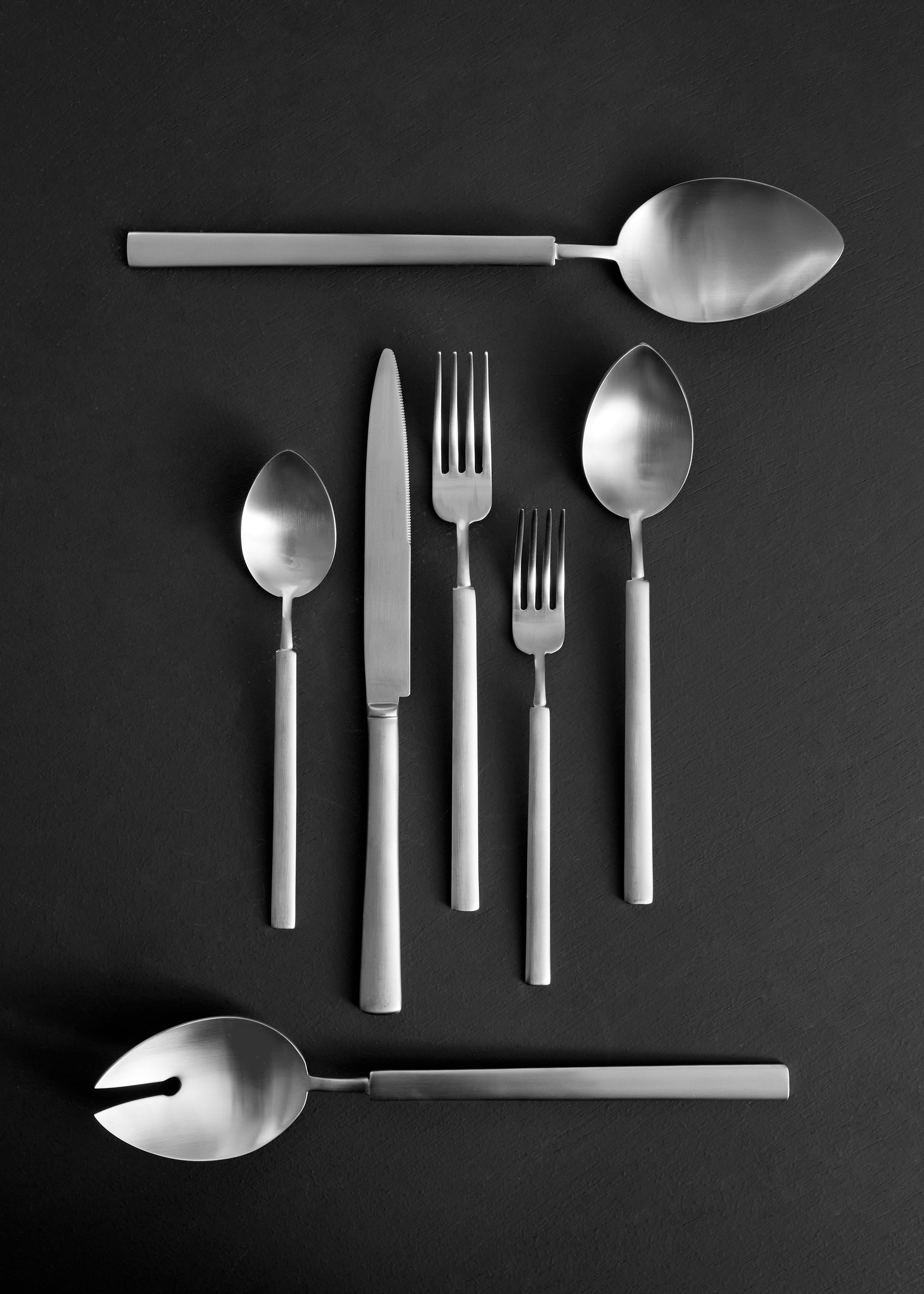 Hvar Brushed Stainless Steel 5 Piece Cutlery Set - Service for 1 Canvas Home $50-$100, 18/10 Stainless Steel, 5 Piece Flatware Set, 5 Piece Set, Brushed, Brushed Stainless, Cutlery, Cutlery Sets, Flatware, Flatware Set, Hvar, Portugal, Service For 1, Silver, Stainless, Stainless Steel