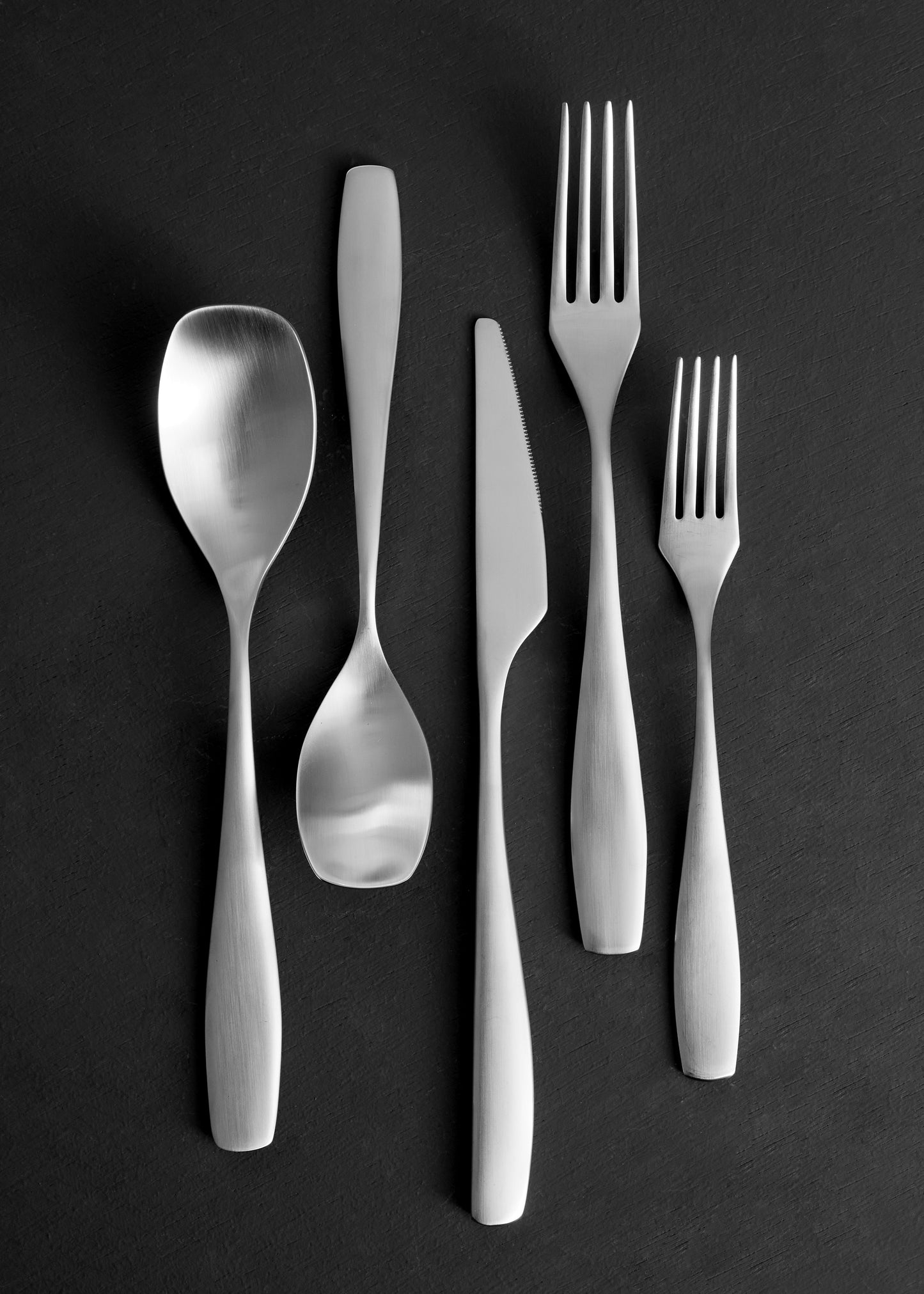 Voss Brushed Stainless Steel 5 Piece Cutlery Set - Service For 1 Canvas Home $50-$100, Cutlery Sets, Portugal, Silver, Stainless Steel