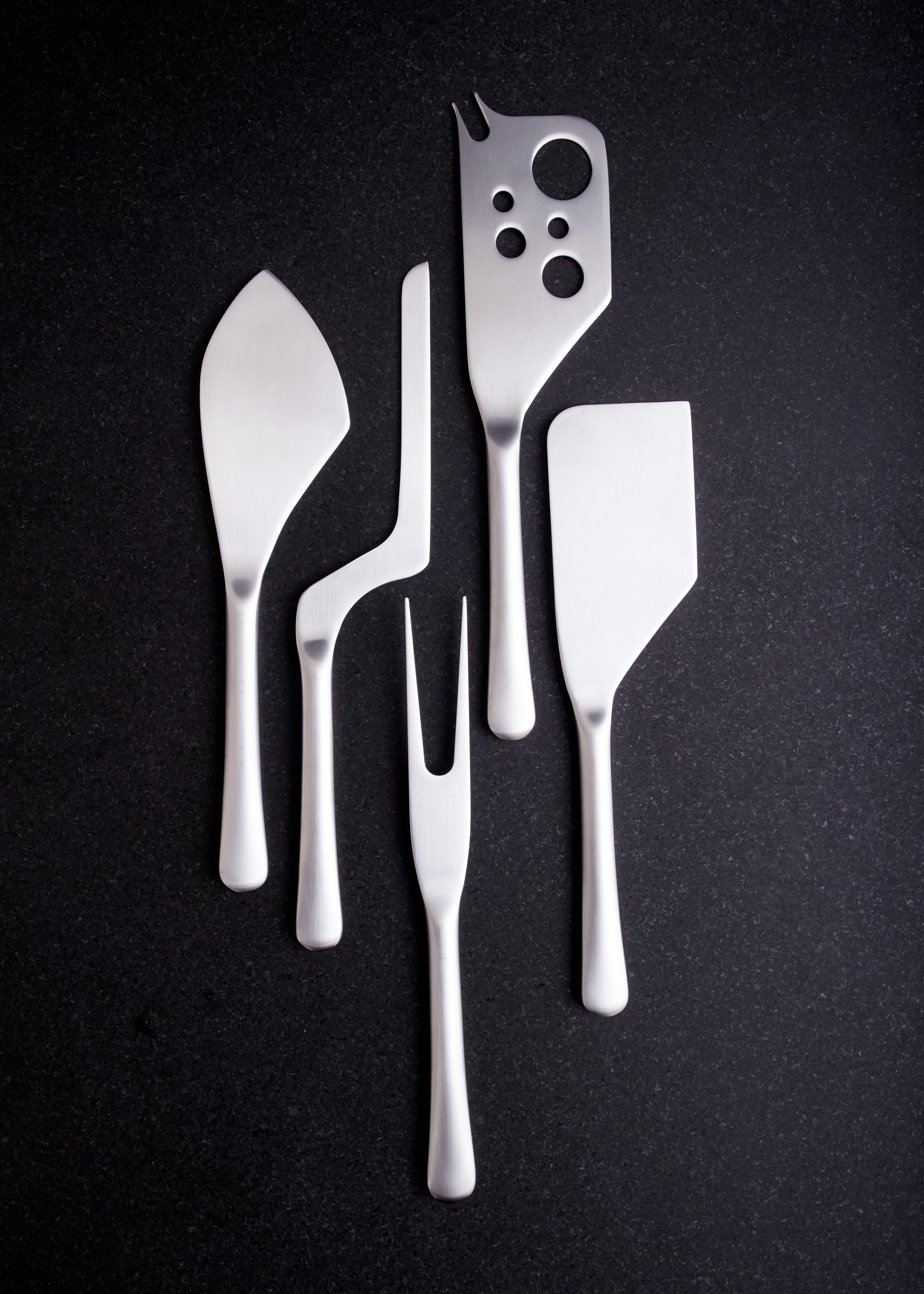 Barcelona Brushed Stainless Steel 5 Piece Cheese Service Gift Set Canvas Home $100-$200, 18/10 Stainless Steel, 5 Piece Set, Barcelona, Brushed, Brushed Stainless, Cheese Knife Set, Cheese Knives, Cheese Spreader, Cutlery, Cutlery Sets, Host + Hostess, Portugal, Serving Utensils, Stainless, Stainless Steel