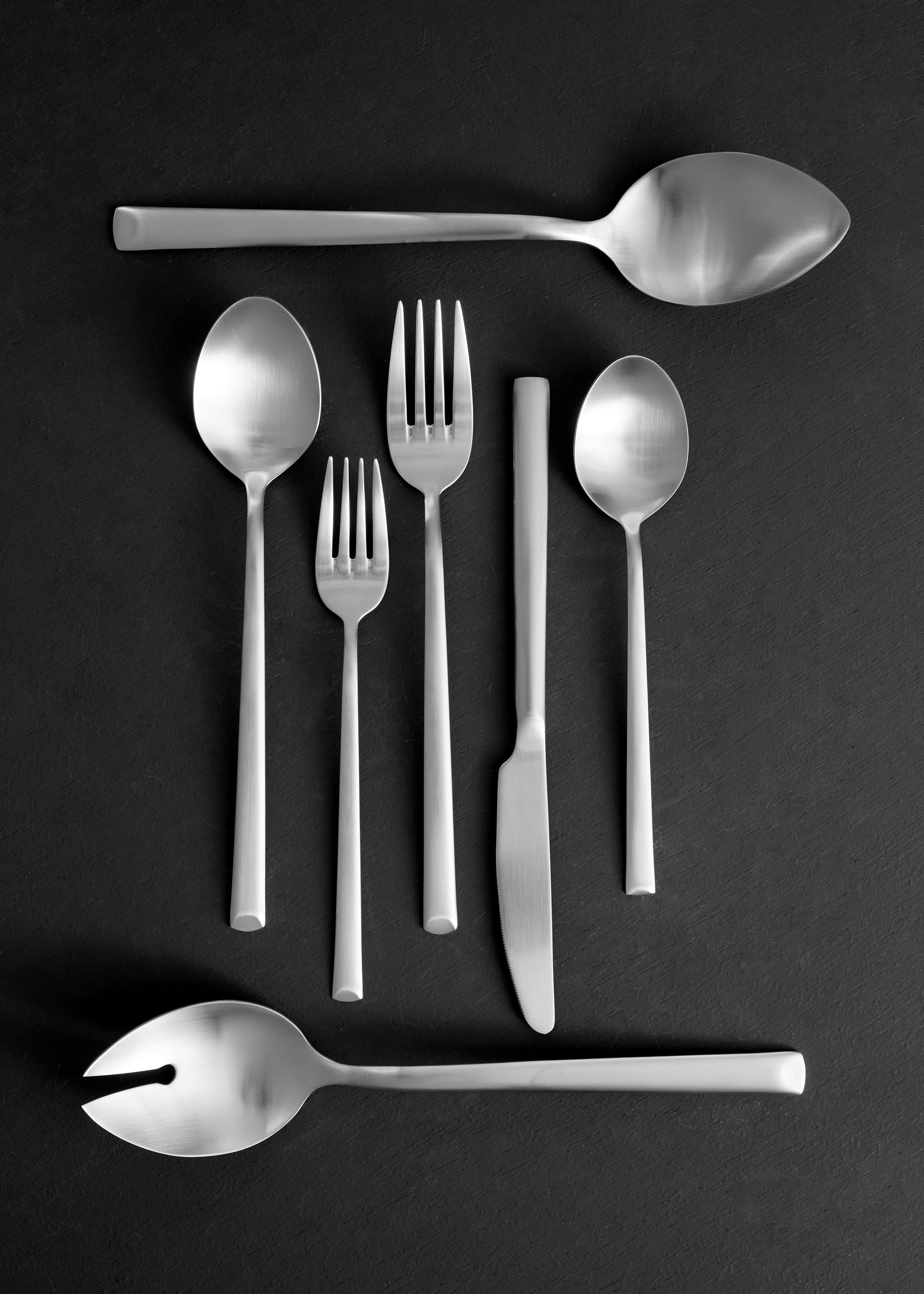 Ellsworth Brushed Stainless Steel 5 Piece Cutlery Set - Service for 1 Canvas Home $30-$50, 18/10 Stainless Steel, 5 Piece Flatware Set, 5 Piece Set, Brushed, Brushed Stainless, Cutlery, Cutlery Sets, Ellsworth, Flatware Set, Gifts-50-&-Below, Portugal, Service For 1, Silver, Stainless, Stainless Steel