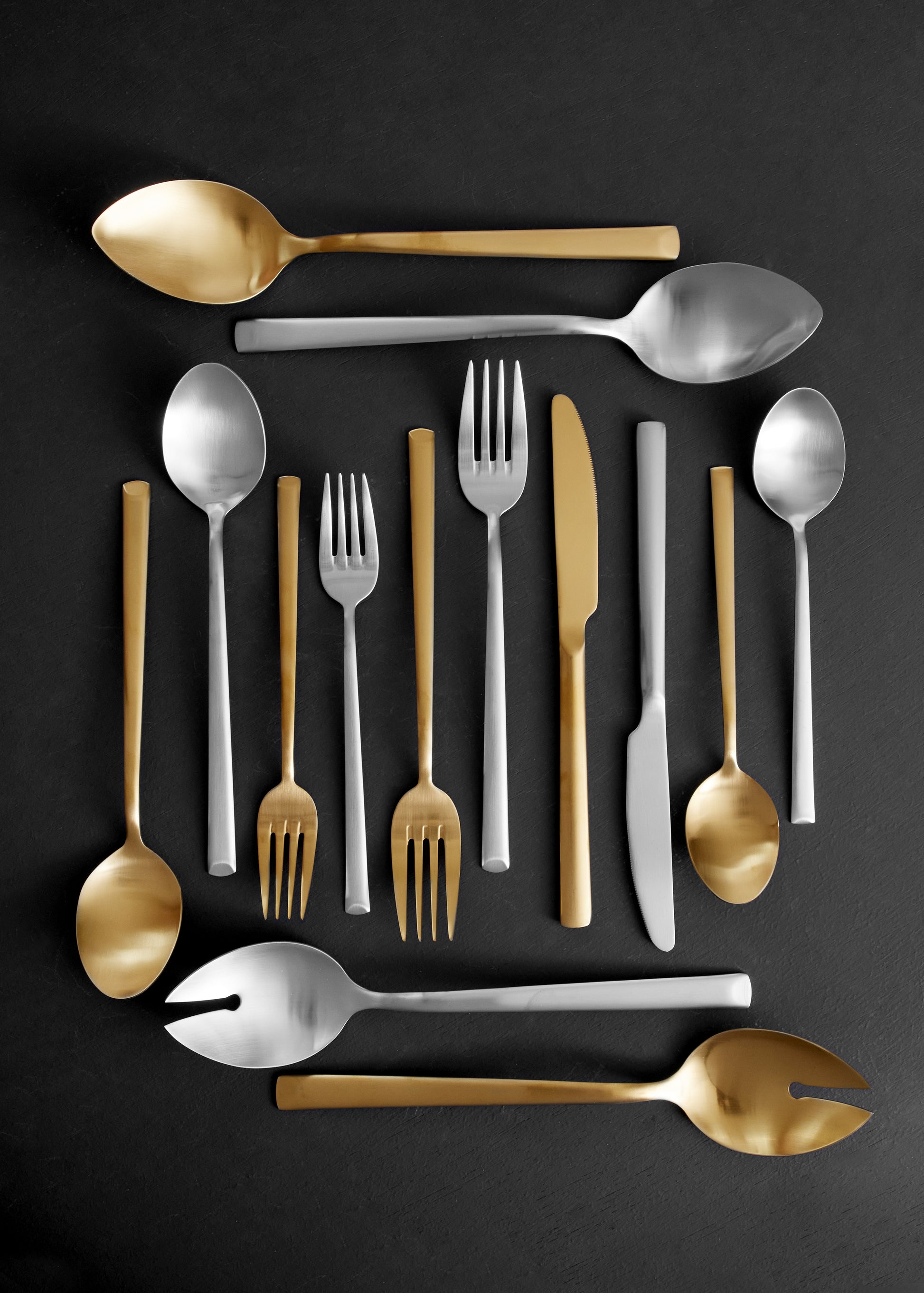 Ellsworth Matte Gold Stainless Steel Piece Salad Server Set Canvas Home $50-$100, Ellsworth, Gifts-100-&-Below, Gold, Host + Hostess, Matte, Matte Gold, Portugal, Salad Server, Salad Server Set, Serving Utensils, Stainless Steel