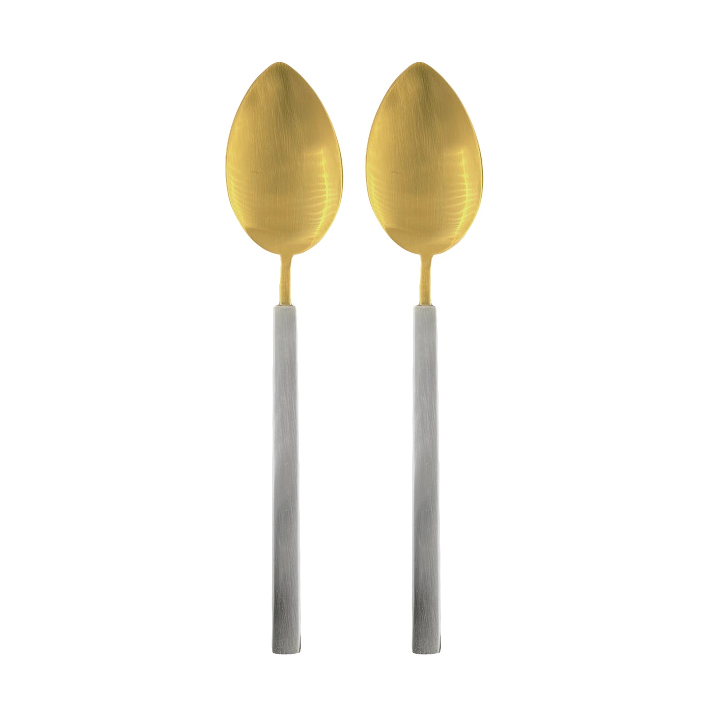 Hvar Matte Brushed Gold Stainless Steel 2 Piece Serving Spoon Set Canvas Home $50-$100, 18/10 Stainless Steel, Brushed, Brushed Gold, Brushed Stainless, Gifts-100-&-Below, Gold, Host + Hostess, Hvar, Portugal, Serving Spoon, Serving Spoon Set, Serving Utensils, Stainless, Stainless Steel