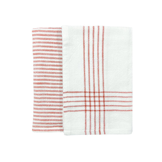 Cotton Brick Tea Towel, Set of 2 Canvas Home 100% Cotton, 100% Cotton Tea Towel, Cotton Tea Towel, Cotton Tea Towel Set, ED Ellen DeGeneres, ED Ellen DeGeneres X Canvas Home, ED x CH, Ellen DeGeneres, Kitchen Towels, Lafayette, Lafayette Tea Towel, Red, Red & White, Red Stripe, Red Stripped, Stripped, White