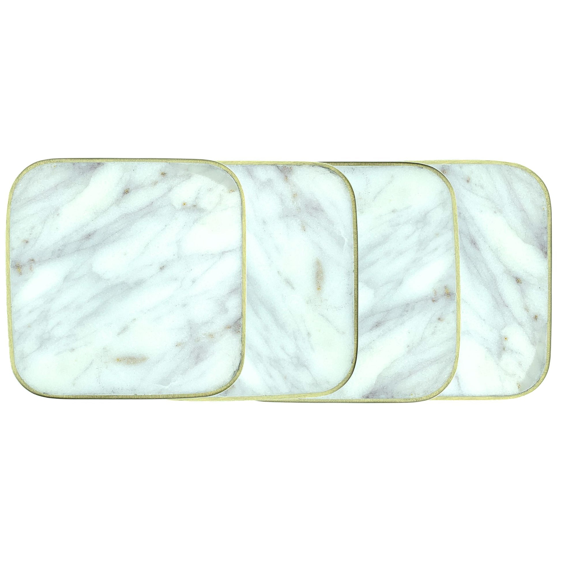 Verona White Marble Coaster Set Canvas Home Coaster Set, Handcrafted Marble, Verona, White, White & Gold, White Marble, White Marble Coaster, White Marble Coaster Set