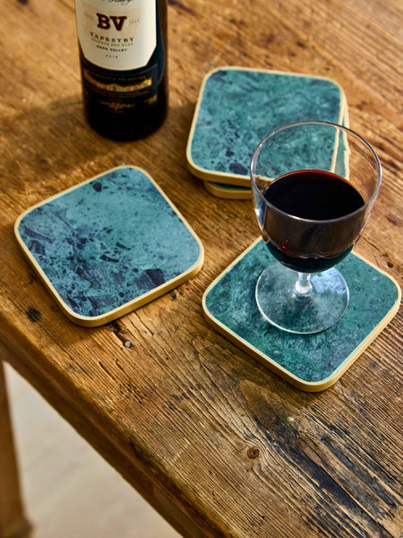 Verona Green Marble Coaster Set