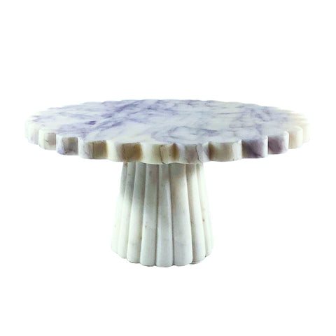 Verona Scalloped White Marble Cake Stand