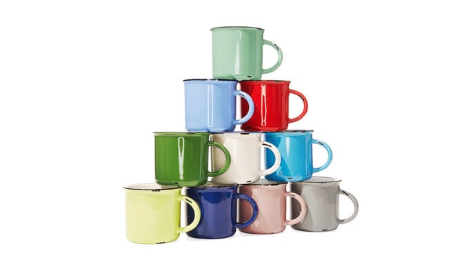 Tinware Mug in Green - Set of 4 Canvas Home "contemporary dinnerware", canvas home, Coffee, Coffee + Tea, Mugs + Cups, related-tinware-mug, Tinware Collection, Vintage