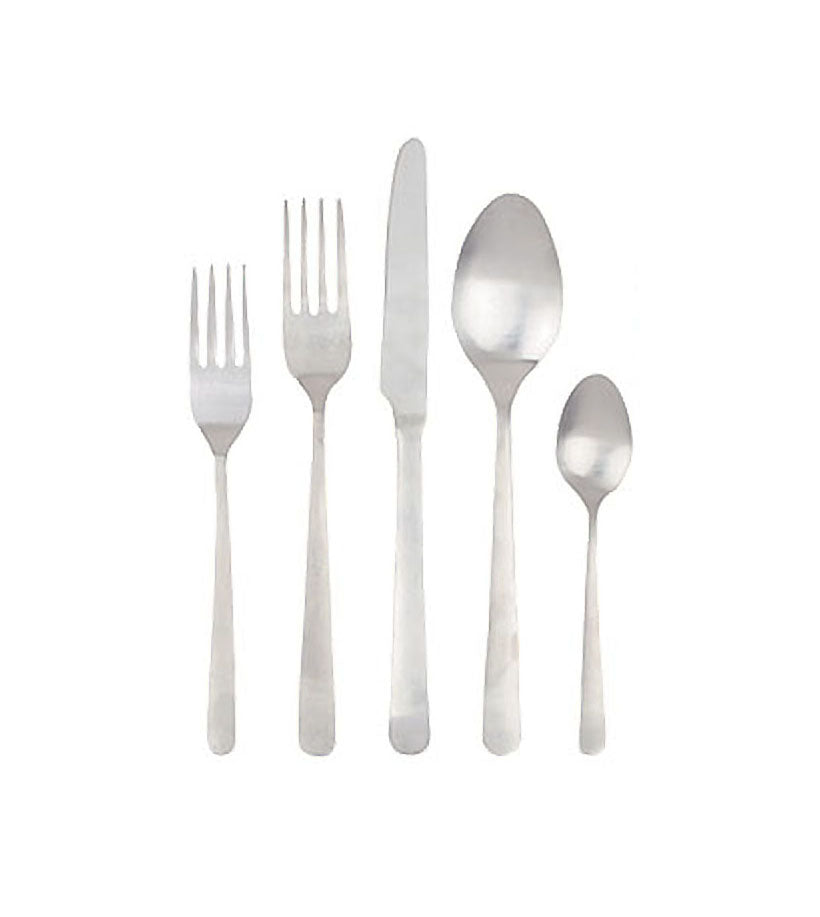 Oslo Matte Stainless Steel 5 Piece Cutlery Set - Service for 1 Canvas Home $30-$50, 18/10 Stainless Steel, 5 Piece Flatware Set, 5 Piece Set, Cutlery Sets, Flatware, Flatware Set, Matte, Matte Stainless, Oslo, Portugal, Service For 1, Silver, Stainless, Stainless Steel