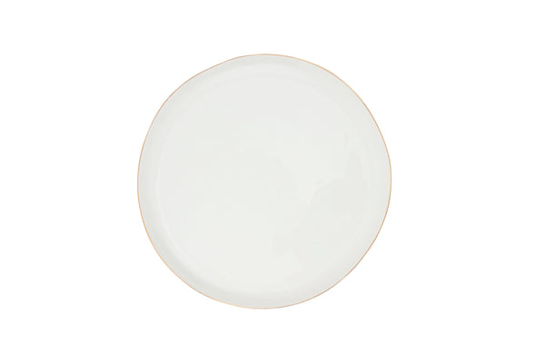 Abbesses Gold Rim Porcelain 4 Piece Dinnerware Set, Service For 1 Canvas Home 4 Piece Dinnerware Set, Abbesses, Abbesses Collection, Abbesses Gold Rim, Casual Dinnerware, Colored Rim Dinnerware, Dinnerware Set, Gold, Porcelain, Porcelain Dinnerware, Service For 1, White, White & Gold