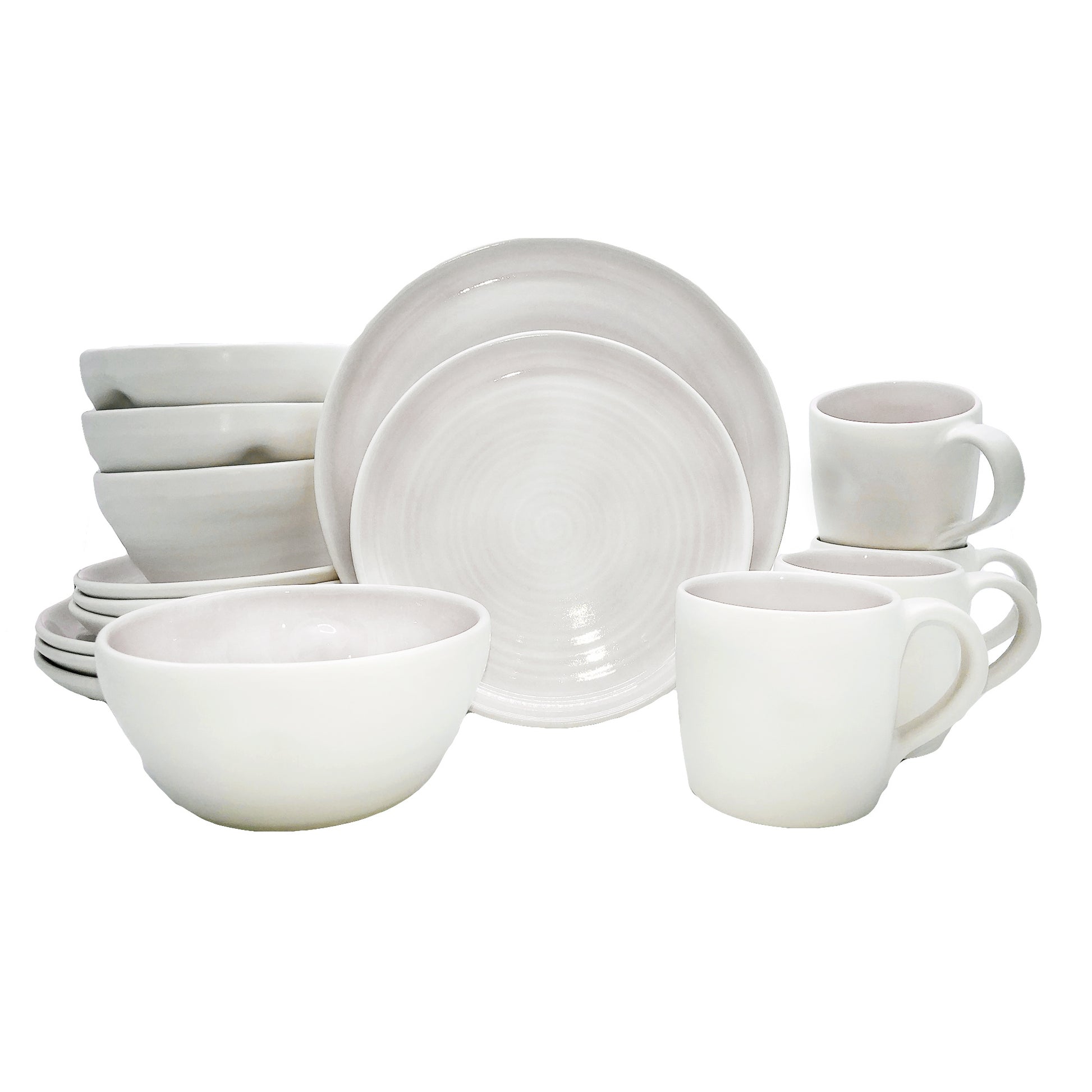 Pinch White Stoneware 16 Piece Dinnerware Set, Service For 4 Canvas Home $20-$30, canvas home, contemporary dinnerware, dinnerware, dinnerware sets, dish sets, handmade, Medium, mikasa dinnerware, new, Pinch, Pink, Plates