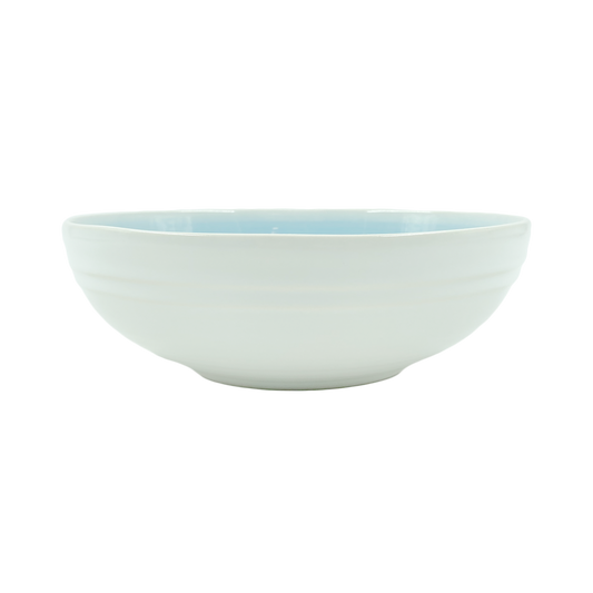 Lines Blue Stoneware Salad Bowl, Set of 4 Canvas Home Blue, Blue Stoneware, Lines, Stoneware, Stoneware Salad Bowl, White, White & Blue