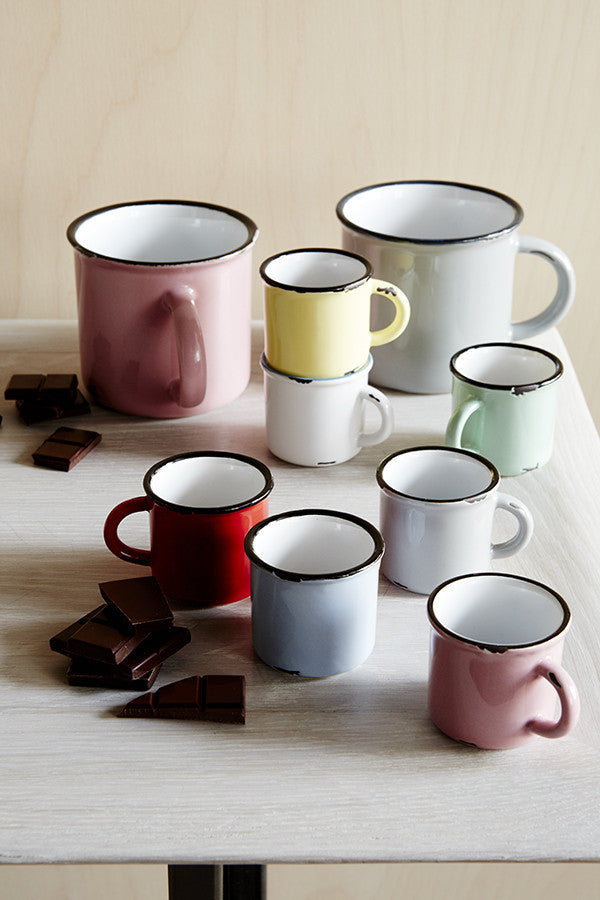 Tinware Espresso Mug in Pink - Set of 4 Canvas Home "contemporary dinnerware", canvas home, Coffee + Tea, Gifts-25-&-Below, Mugs + Cups, Pink, related-tinware-mug, Tinware Collection, Under $10