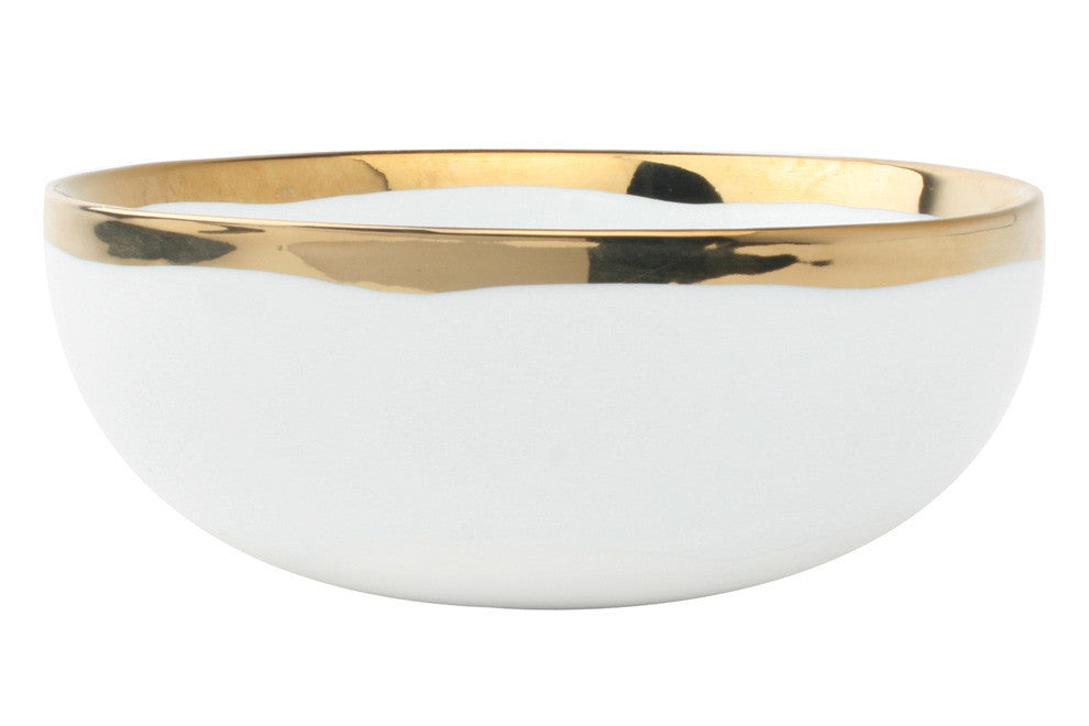 Dauville Gold Metallic Porcelain Cereal Bowl, Set of 4 Canvas Home Bowls, Cereal Bowl, Cereal Bowl Set, Dauville, Dauville Cereal Bowl, Dauville Collection, Dauville Gold Cereal Bowl, Dauville Gold Metallic Porcelain Cereal Bowl, Dauville Porcelain Cereal Bowl, Gold, Gold Metallic Accent, Gold Rim, Porcelain, Porcelain Cereal Bowl, White, White & Gold