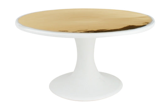 Dauville Gold Metallic Porcelain Cake Stand Canvas Home Cake Stand, Cake Stands, Dauville, Dauville Cake Stand, Dauville Collection, Dauville Gold Cake Stand, Dauville Gold Metallic Porcelain Cake Stand, Gold, Gold Cake Stand, Porcelain, Porcelain Cake Stand, White, White & Gold, White Porcelain