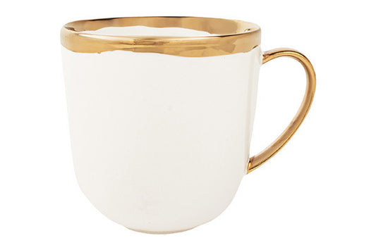 Dauville Gold Metallic Porcelain Mug, Set of 4 Canvas Home Coffee + Tea, Dauville, Dauville Collection, Dauville Gold, Dauville Mug, Gold, Gold Accent, Gold Metallic Accent, Gold Mug, Gold Porcelain Mug, Gold Rim, Mugs + Cups, Porcelain, Porcelain Coffee Mug, Porcelain Mug, White, White & Gold