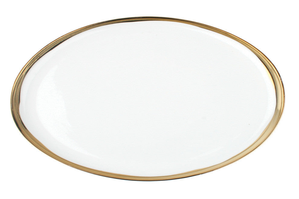 Dauville Gold Metallic Porcelain Platter Canvas Home Dauville, Dauville Collection, Dauville Gold, Dauville Gold Metallic, Dauville Gold Metallic Porcelain Platter, Dauville Gold Porcelain Platter, Dauville Platter, Dauville Porcelain Platter, Gold, Gold Accent, Gold Metallic Accent, Gold Rim, Porcelain, Serving Trays + Platters, White, White & Gold