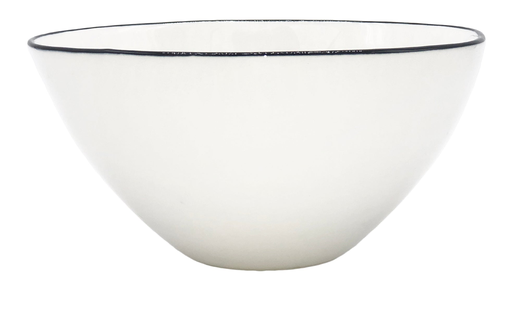 Abbesses Black Rim Porcelain Cereal Bowl, Set of 4 Canvas Home Abbesses, Abbesses Black Rim, Abbesses Bowl, Abbesses Cereal Bowl, Abbesses Collection, Black, Black Rim, Bowls, Cereal Bowl, Colored Rim, Colored Rim Dinnerware, Porcelain, Porcelain Dinnerware, White, White & Black