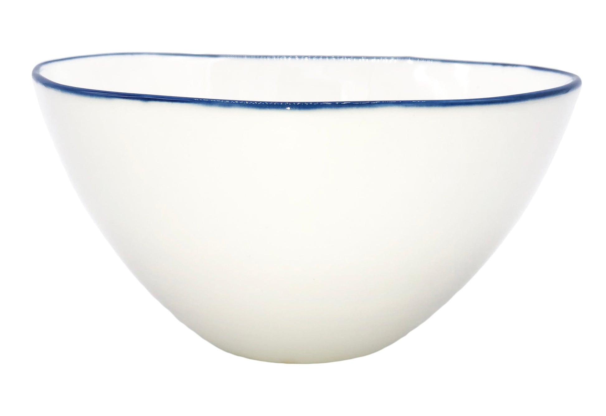 Abbesses Blue Rim Porcelain Cereal Bowl, Set of 4 Canvas Home Abbesses, Abbesses Blue Rim, Abbesses Bowl, Abbesses Cereal Bowl, Abbesses Collection, Blue, Blue Rim, Bowls, Cereal Bowl, Colored Rim, Colored Rim Dinnerware, Porcelain, Porcelain Dinnerware, White, White & Blue