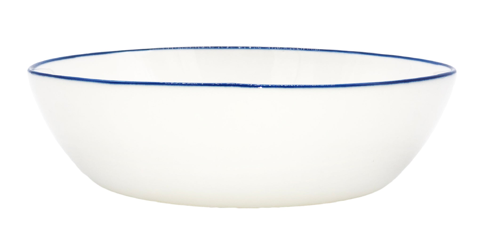 Abbesses Porcelain Pasta Bowl Blue Rim - Set of 4