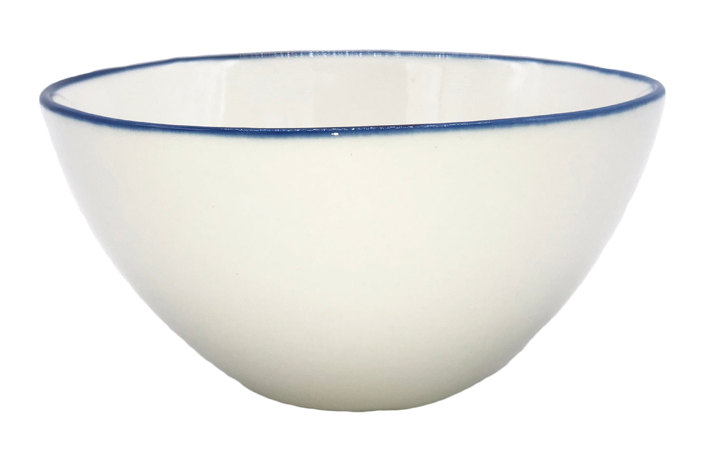 Abbesses Blue Rim Porcelain Small Bowl, Set of 4 Canvas Home Abbesses, Abbesses Blue Rim, Abbesses Bowl, Abbesses Collection, Appetizer Bowl, Blue, Blue Rim, Colored Rim, Colored Rim Dinnerware, Dessert Bowl, Dip Bowl, Porcelain, Porcelain Dinnerware, Prep Bowl, Rice Bowl, White, White & Blue