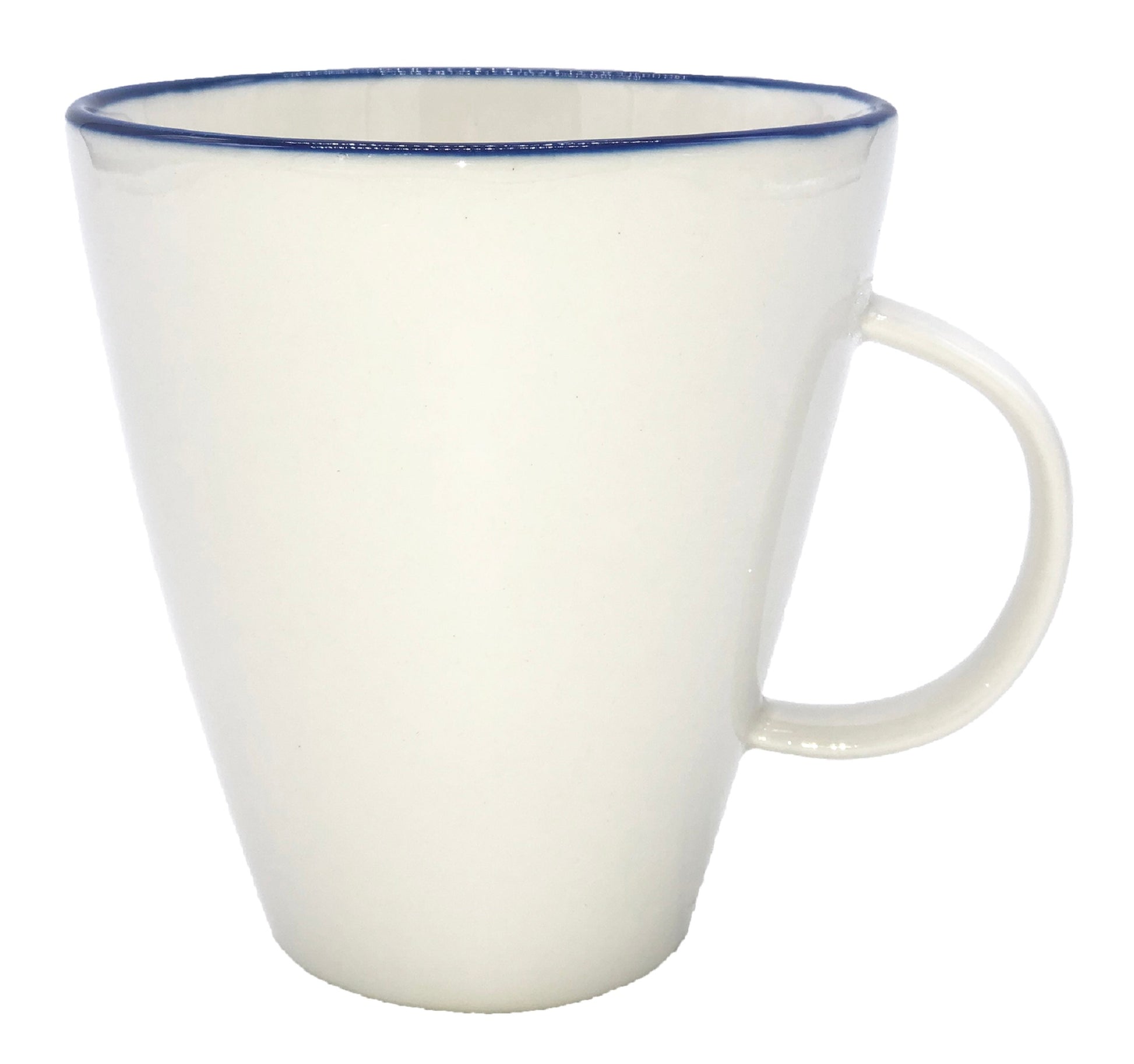 Abbesses Blue Rim Porcelain Mug, Set of 4 Canvas Home Abbesses, Abbesses Blue Rim, Abbesses Collection, Abbesses Green Rim, Abbesses Mug, Abbesses Mug Set, Blue, Blue Rim, Casual Dinnerware, Coffee Mug, Colored Rim, Colored Rim Dinnerware, Colored Rim Mug, Mug, Mugs + Cups, Porcelain, Porcelain Dinnerware, Set of 4, White, White & Blue