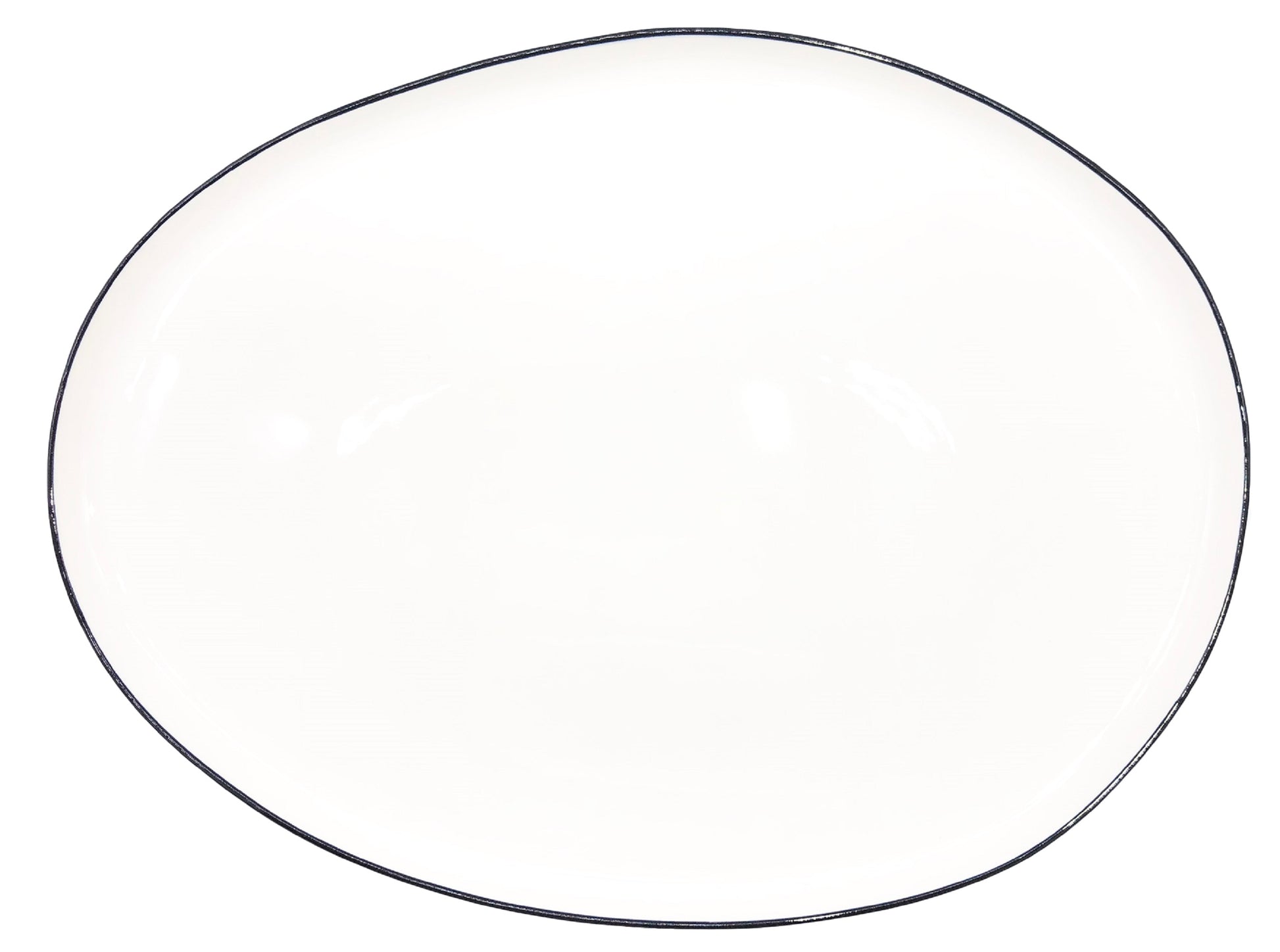 Abbesses Black Rim Porcelain Small Serving Platter Canvas Home Abbesses, Abbesses Black Rim, Abbesses Collection, Abbesses Platter, Abbesses Serving Platter, Black, Black Rim, Colored Rim, Platter, Porcelain, Serving, Serving Platter, Serving Trays + Platters, White, White & Black