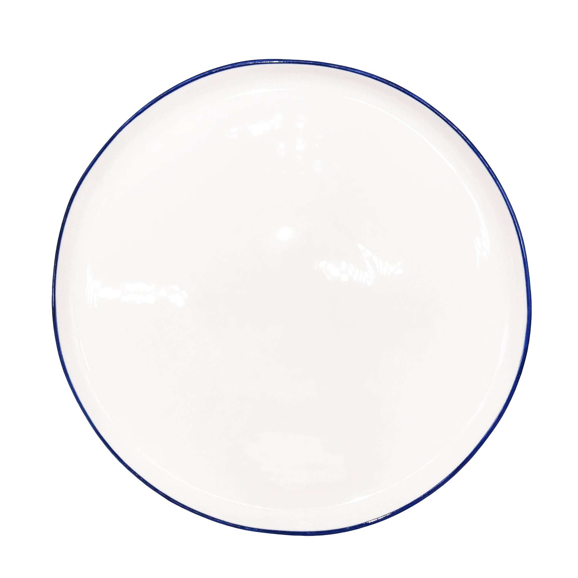 Abbesses Blue Rim Porcelain Dinner Plate, Set of 4 Canvas Home Abbesses, Abbesses Blue Rim, Abbesses Collection, Abbesses Dinner Plate, Abbesses Dinner Plate Set, Blue, Casual Dinnerware, Colored Rim, Colored Rim Dinnerware, Dinner Plates, Plates, Porcelain, Porcelain Dinnerware, Set of 4, White, White & Blue