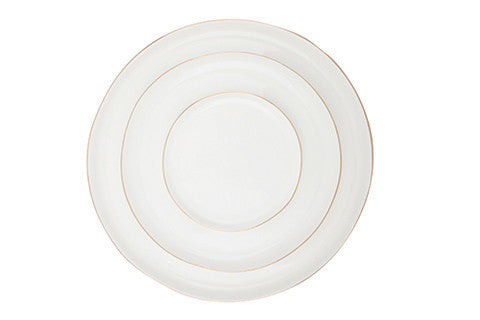 Abbesses Gold Rim Porcelain Dinner Plate, Set of 4 Canvas Home Abbesses, Abbesses Collection, Abbesses Dinner Plate, Abbesses Dinner Plate Set, Abbesses Gold Rim, Colored Rim, Colored Rim Dinnerware, Dinner Plates, Formal Dinnerware, Gold, Gold Rim, Plates, Porcelain, Porcelain Dinnerware, Set of 4, White, White & Gold