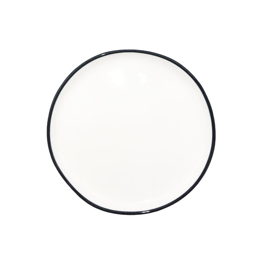 Abbesses Black Rim Porcelain Tidbit Plate, Set of 4 Canvas Home Abbesses, Abbesses Black Rim, Abbesses Collection, Abbesses Tidbit Plate, Abbesses Tidbit Plate Set, Black, Black Rim, Casual Dinnerware, Colored Rim, Colored Rim Dinnerware, Plates, Porcelain, Porcelain Dinnerware, Set of 4, Tidbit Plate, White, White & Black