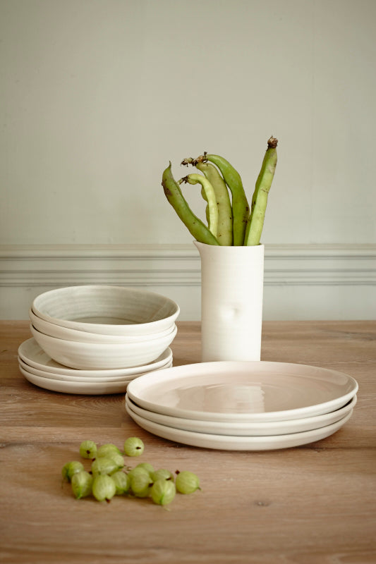 Pinch Pink Stoneware 16 Piece Dinnerware Set, Service For 4 Canvas Home $20-$30, canvas home, contemporary dinnerware, dinnerware, dinnerware sets, dish sets, handmade, Medium, mikasa dinnerware, new, Pinch, Pink, Plates