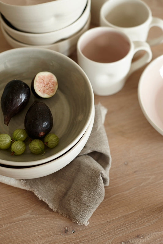 Pinch White Stoneware 16 Piece Dinnerware Set, Service For 4 Canvas Home $20-$30, canvas home, contemporary dinnerware, dinnerware, dinnerware sets, dish sets, handmade, Medium, mikasa dinnerware, new, Pinch, Pink, Plates