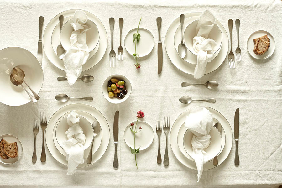 Abbesses Grey Rim Porcelain 16 Piece Dinnerware Set, Service For 4 Canvas Home 16 Piece Dinnerware Set, Abbesses, Abbesses Collection, Abbesses Grey Rim, Casual Dinnerware, Colored Rim, Colored Rim Dinnerware, Dinnerware Set, Grey, Grey Rim, Porcelain, Porcelain Dinnerware, Service For 4, White, White & Grey