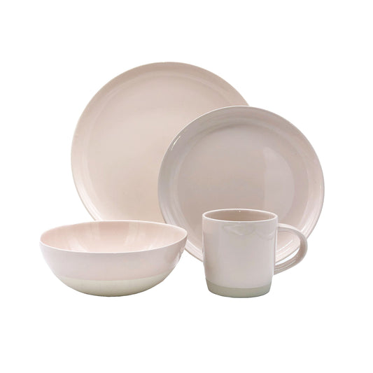 Shell Bisque Soft Pink Porcelain 4 Piece Dinnerware Set, Service For 1 Canvas Home 16 Piece Dinnerware Set, 4 Piece Dinnerware Set, Casual Dinnerware, Dinnerware Set, Pink, Porcelain, Porcelain Dinnerware, Service For 4, Shell Bisque, Shell Bisque Collection, Shell Bisque Dinnerware Set, Soft Pink