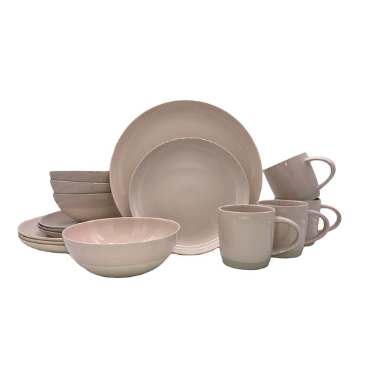 Shell Bisque Soft Pink Porcelain 16 Piece Dinnerware Set, Service For 4 Canvas Home 16 Piece Dinnerware Set, Casual Dinnerware, Dinnerware Set, Pink, Porcelain, Porcelain Dinnerware, Service For 4, Shell Bisque, Shell Bisque Collection, Shell Bisque Dinnerware Set, Shell Bisque Pink, Soft Pink