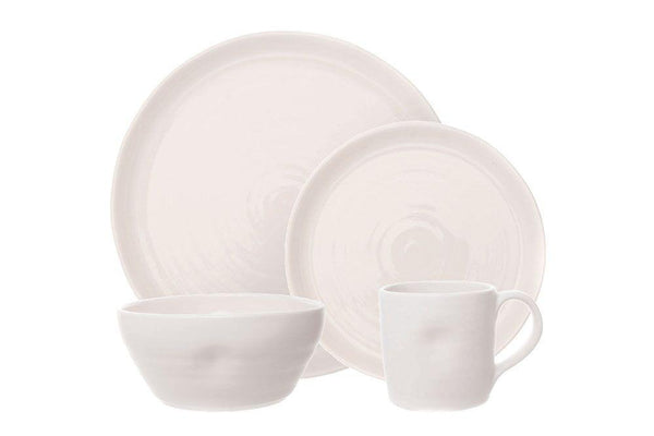 Pinch White Stoneware 4 Piece Dinnerware Set, Service For 1 Canvas Home $20-$30, canvas home, contemporary dinnerware, dinnerware, dinnerware sets, dish sets, handmade, Medium, mikasa dinnerware, new, Pinch, Pink, Plates