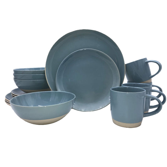 Shell Bisque Blue Porcelain 16 Piece Dinnerware Set, Service For 4 Canvas Home 16 Piece Dinnerware Set, Blue, Casual Dinnerware, Porcelain, Porcelain Dinnerware, Service For 4, Shell Bisque, Shell Bisque Blue, Shell Bisque Collection, Shell Bisque Dinnerware Set