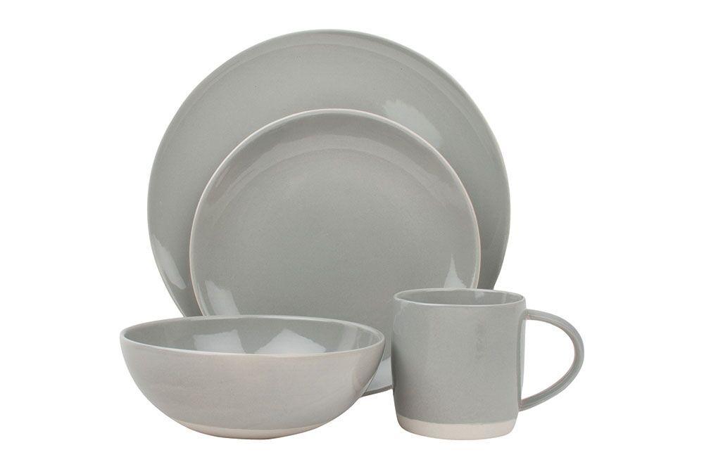 Shell Bisque Grey Porcelain 4 Piece Dinnerware Set, Service For 1 Canvas Home 16 Piece Dinnerware Set, 4 Piece Dinnerware Set, Dinnerware Set, Grey, Porcelain, Porcelain Dinnerware, Service For 4, Shell Bisque, Shell Bisque Collection, Shell Bisque Dinnerware Set, Shell Bisque Grey