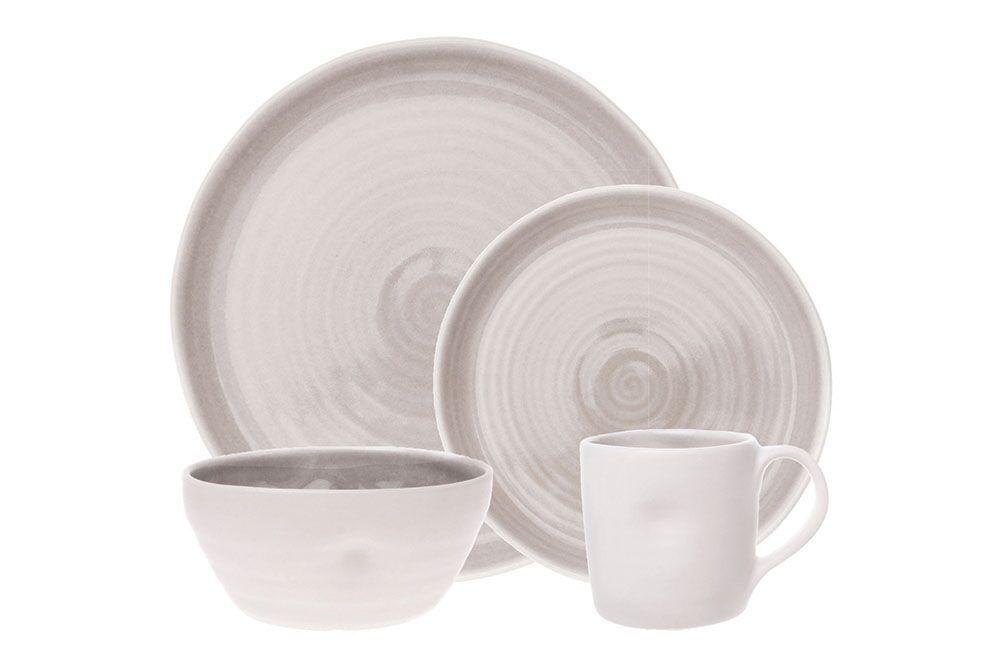 Pinch Grey Stoneware 4 Piece Dinnerware Set, Service For 1 Canvas Home $20-$30, canvas home, contemporary dinnerware, dinnerware, dinnerware sets, dish sets, handmade, Medium, mikasa dinnerware, new, Pinch, Pink, Plates